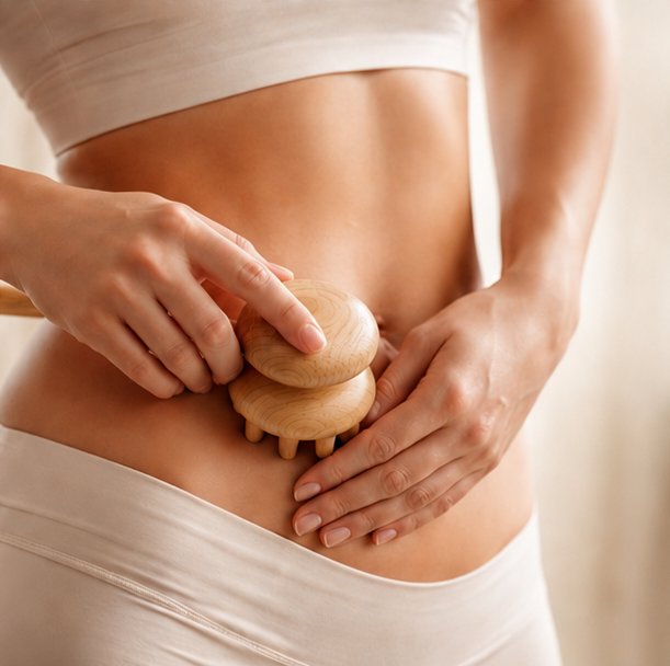 Técnica de maderoterapia sobre el abdomen